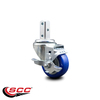 Service Caster 3 Inch Blue Polyurethane Wheel Swivel 7/8 Inch Square Stem Caster with Brake SCC-SQ20S314-PPUB-BLUE-TLB-78